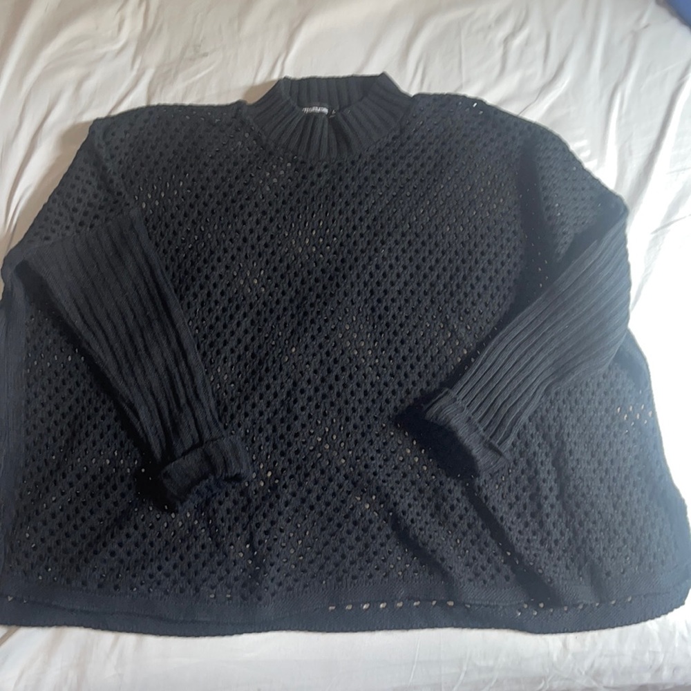 Black Knitted oversized tunic sweater